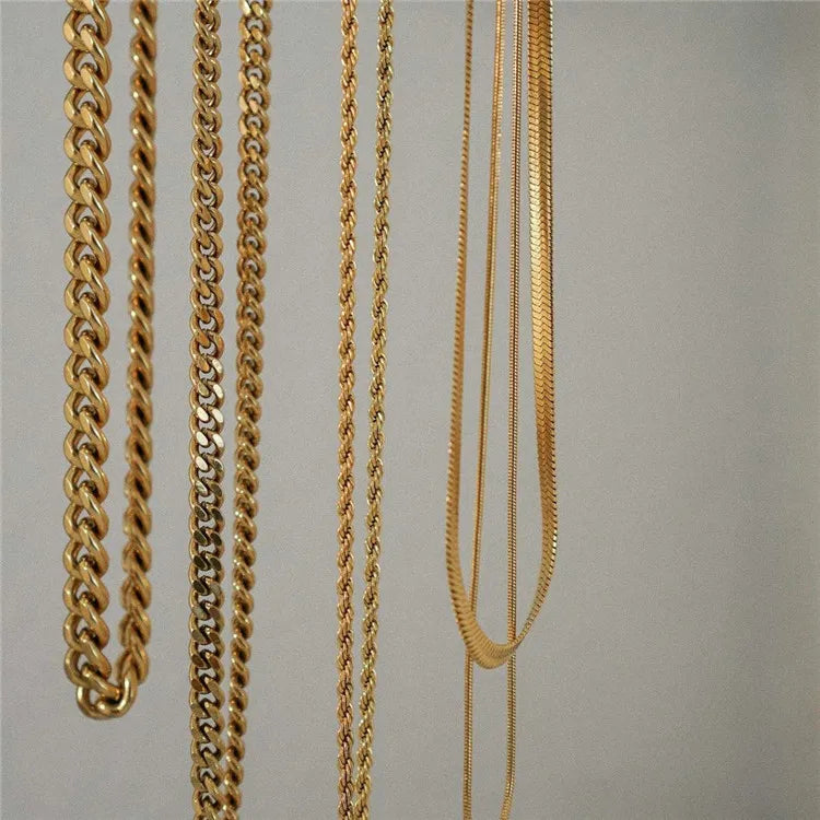 SP Statement 18K Vacuum Plating Stainless Steel Cuban Link Chain Jewelry Necklace