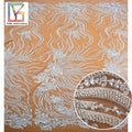 Good Quality Luxury Silver White Super Heavy 3d Beads Sequins Bridal Party Embroidered Fabric for Dresses