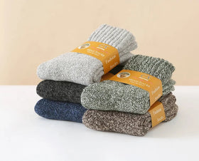 Winter Men Wool Thickened Warm Circle Mid-tube Sock Casual Color Matching Towel Crew Sock