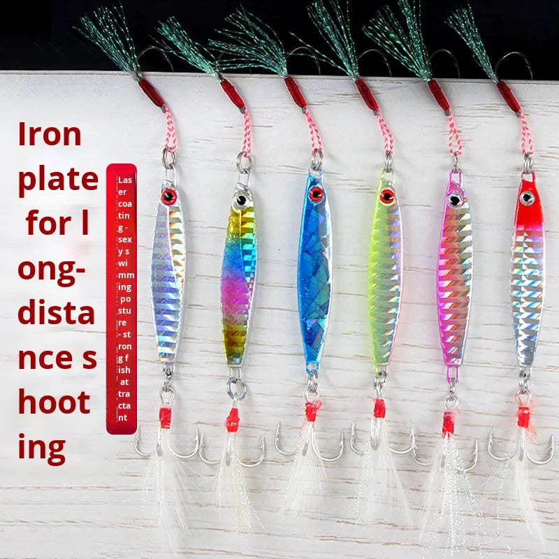 Long-Range Casting Iron Plate Sequin Jigging Lure Bass Freshwater Sea Fishing Gear Printed Live Bait Lead Metal Artificial Hard