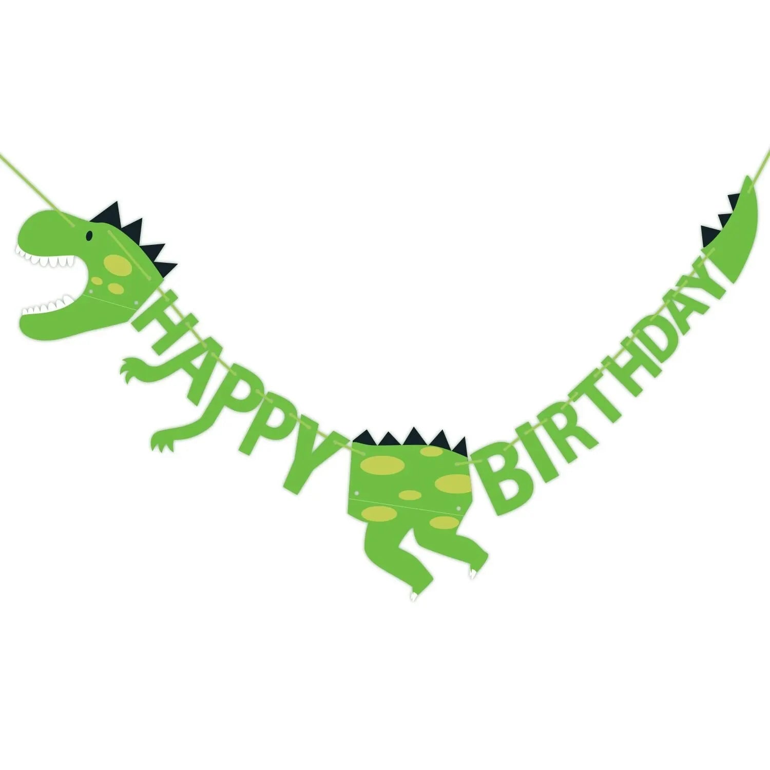 608285 Dino Green Happy Birthday Cake Stand - Disposable Kraft Paper Cupcake Holders for Kids' Party