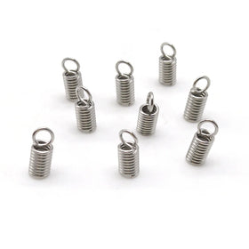 Stainless Steel Spring Crimp Clasps Silver Leather Cord Ends End Caps Connectors for DIY Bracelet Necklace Jewelry Making