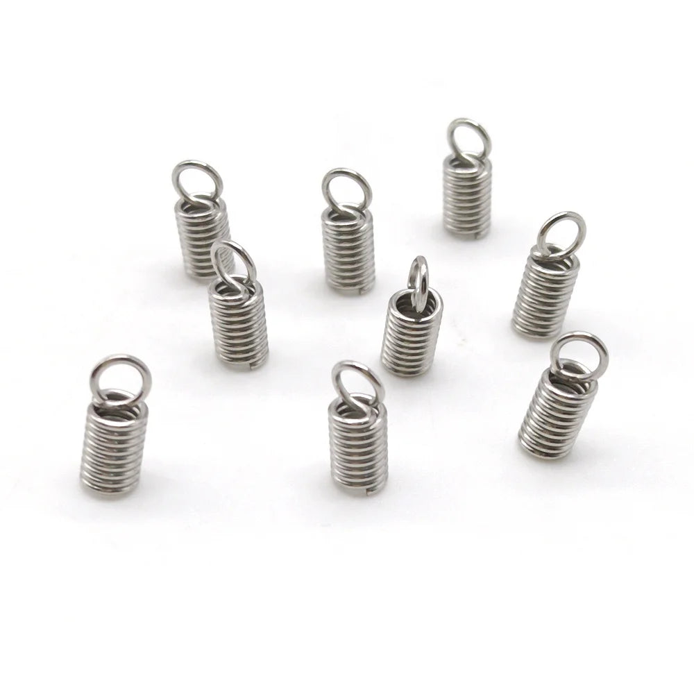 Stainless Steel Spring Crimp Clasps Silver Leather Cord Ends End Caps Connectors for DIY Bracelet Necklace Jewelry Making