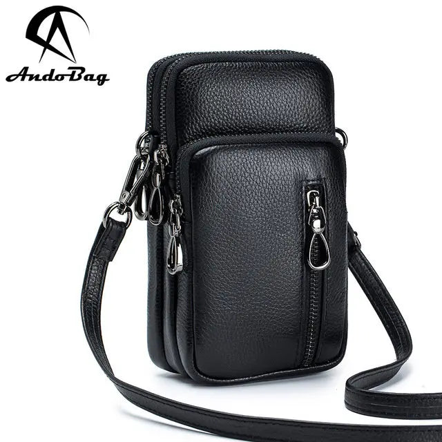 AndoBag Small Sling Shoulder Crossbody Bags for Women Fashion Mobile Phone Bag Large Capacity Genuine Cow Leather 6535
