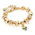 Gold Color Luxury Models  New Designer Pink Crystal Copper Bangle Charm Bracelet
