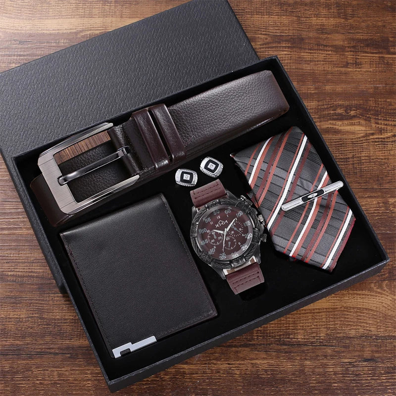 Yamo 2024 Men's Open Short 5-in-1 PU Credit Card & Smart Watch Wallet Set-Fashion Boutique Gift Set