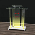 Large Size Modern Acrylic Podium Transparent Lecture Host Desk for School Supermarket Hotel Luminous Wedding MC Desk