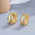 925 Sterling Silver Statement Earrings for Women Geometric Three Layers Polygon Multilateral Zircon Gold Plated Hoop Earrings