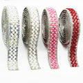 Wholesale Crystal Rhinestone Banding Ribbon Pearl Beads Adhesive Trim with Crystal Cup Chain for Shoes and Garments