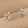 Hot New Fashion 925 Sterling Silver Clover Zircon Stud Earrings for Women Trendy Gift Statement Jewelry for Girls