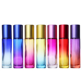 Luxury Empty Eye Cream Cosmetic Packaging 10ml Roll on Glass Perfume Bottle with Steel Roller Ball Aluminum Lids