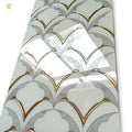 Springletile European Smooth Microcrystalline square Tile Shiny Seashells Big Size Glazed Polished White Golden Luxury Tiles