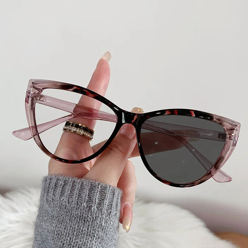 Anti Blue Light Photochromic Lenses Pc Brown Floral Cat Eye Anti Reflet Femme Optical 2026 Girls Women Color Changing Glasses