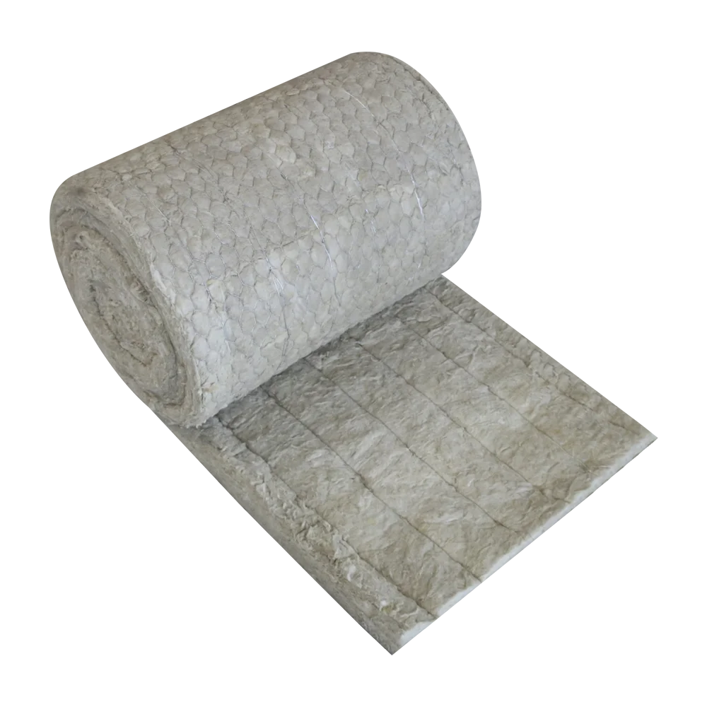 Factory Direct Sale Rock Wool Insulation Blanket 80kg/m3 50mm Industrial Flame Retardant Lana Mineral Wool Rolls with Wire Mesh