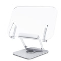 Boneruy R15 NEW Arrivals Metal Aluminum Alloy Transparent Clear Acrylic Reading Stand 360 Rotate Adjustable Folding Bookend