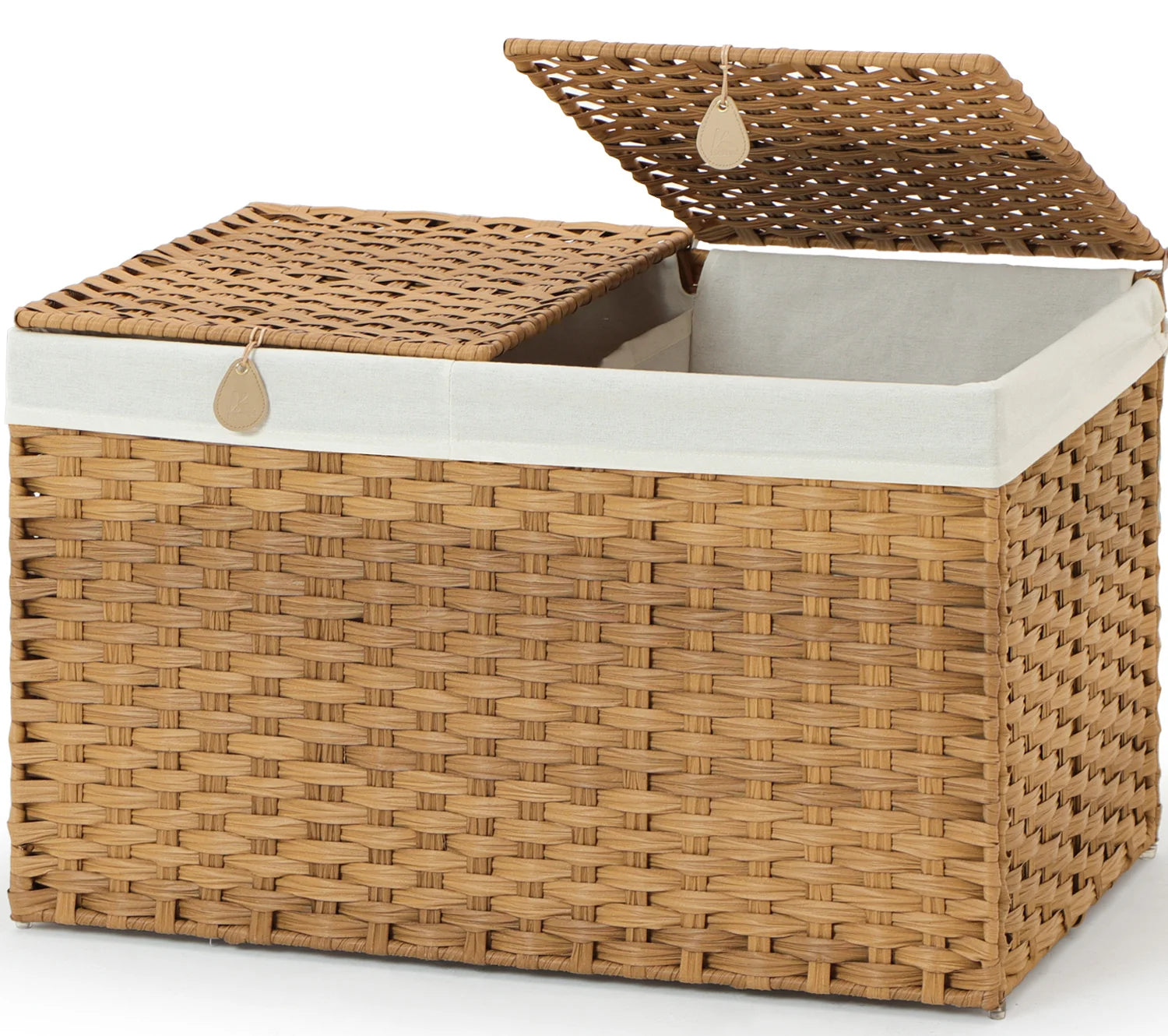 JY 105L Basket with Liner and Handles Handwoven Storage Box Basket for Bedroom Storage Basket with Lid
