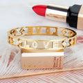 Fashion Women's Jewelry Gift Accessories Wholesale Inlaid Crystal Hollow-out LOVE Gold-plated Stainless Steel Bracelet Women
