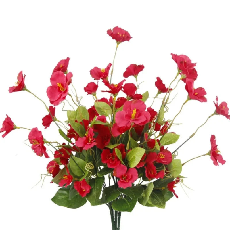 Artificial Flowers Hibiscus Spring Summer Red Tropical Silk Flowers for Planter Front Door Porch Patio Garden Window Box Decor