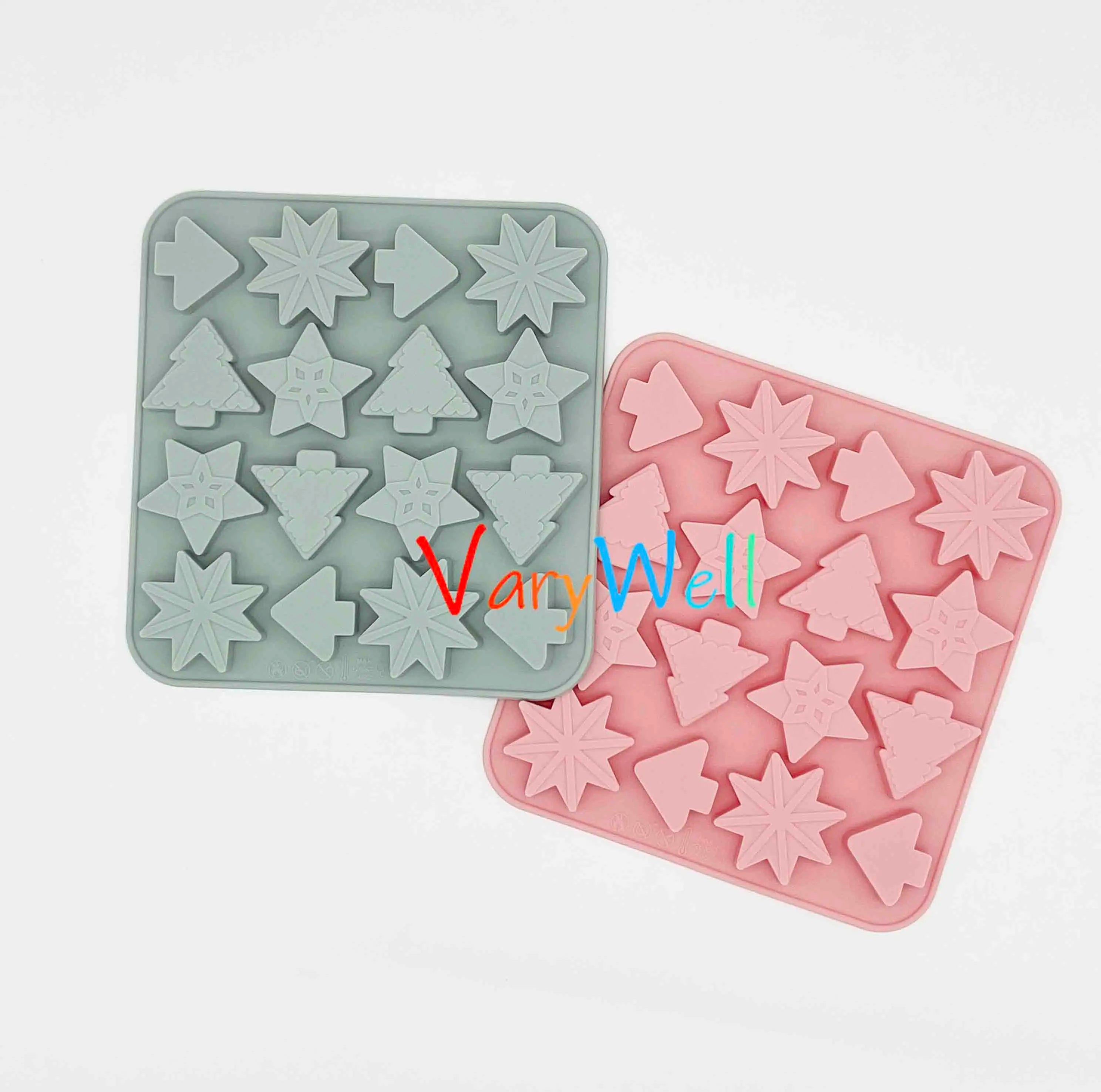 VaryWell -40 - 260â„‰ Safety Microwave Safe Baking Mold Silicone XMS Tree Star Cookie Biscuit Christmas Molds