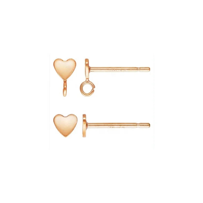 New Vintage Heart Shaped Earrings Studs W/Ring Jewelry Women