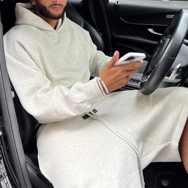 Tracksuit Men's Hoodie and Shorts Set Mens Oversize Hoodie and Jogger Set Sportswear for Men