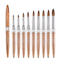 2022 Rose Gold Kolinsky Bristle Acrylic Nail Brush Metal Handle Crimped Ferrule Shape 100 Kolinsky Acrylic Nail Brush Box