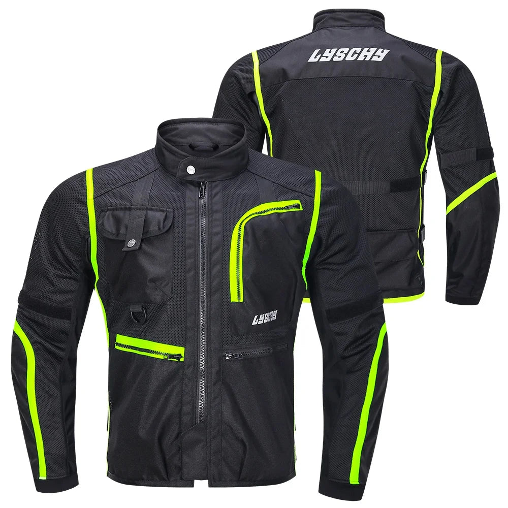 LYSCHY Summer Mesh Motorcycle Jacket Men Women Cycling Jacket Breathable Motocross Clothes Body Armor CE2 Level Protection