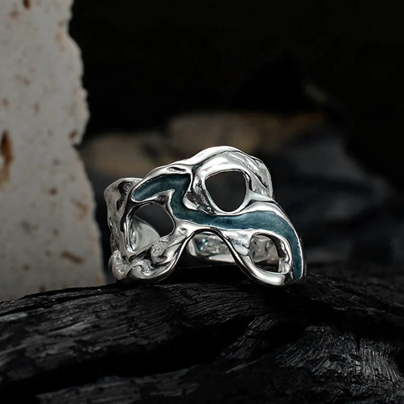 ICEBELA Jewelry 925 Sterling Silver Niche Special-shaped Enamel Ring Female Open Silver Fine Jewelry Enamel Rings for Girls
