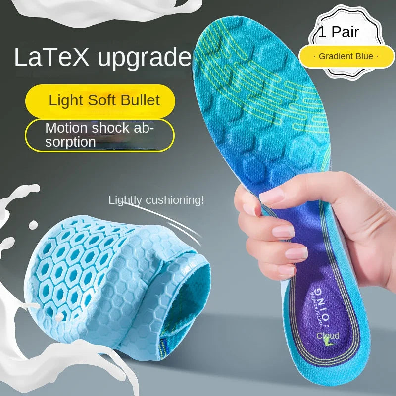 4D Honeycomb PU Sports Insoles-Soft Shock Absorption Breathable Sweat & Odor Control Elastic Mugwort Foot Comfort