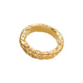 Custom Logo Vintage Jewelry 316L Stainless Steel Waterproof PVD 18K Gold Plated Texture Hammered Rings