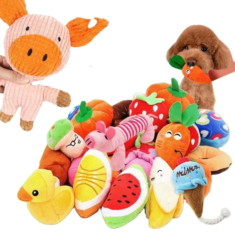 Eco-Friendly Plush Dog Squeaky Gnaw Bone Toy 15cm