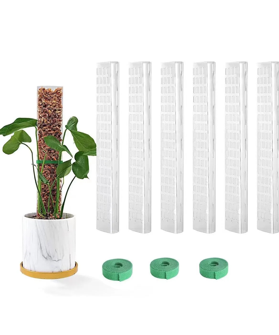 24Inch Plastic Climbing Growth Sticks Natural Moss Pole Flower Garden Plant Support Stakes