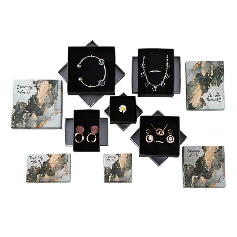 Luxury Ring Earrings Bracelet Pendant Necklace Marble Jewelry Gift Boxes for Wedding