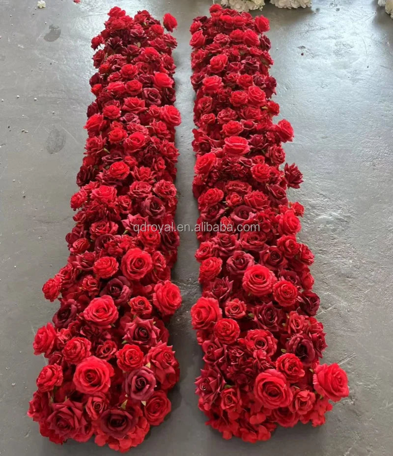 High Quality Custom White Silk Rose Flower Runner Arrangement for Modern Wedding Factory Direct