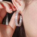 Huitan Fashion BIg Open Hoop Earrings for Women Many Marquis Geometric Crystal Earring Hoop Earrings Women