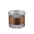 Hot Sale Custom Heat Proof Ribbed Borosilicate Glass Tea Cups Hammer Coffee Eco-Friendly Minimalist Vertical Stripe Bamboo Ring