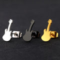Trendy Rose 18K Gold Silver Plated Stainless Steel Cute Guitar Stud Earrings Jewelry for Women