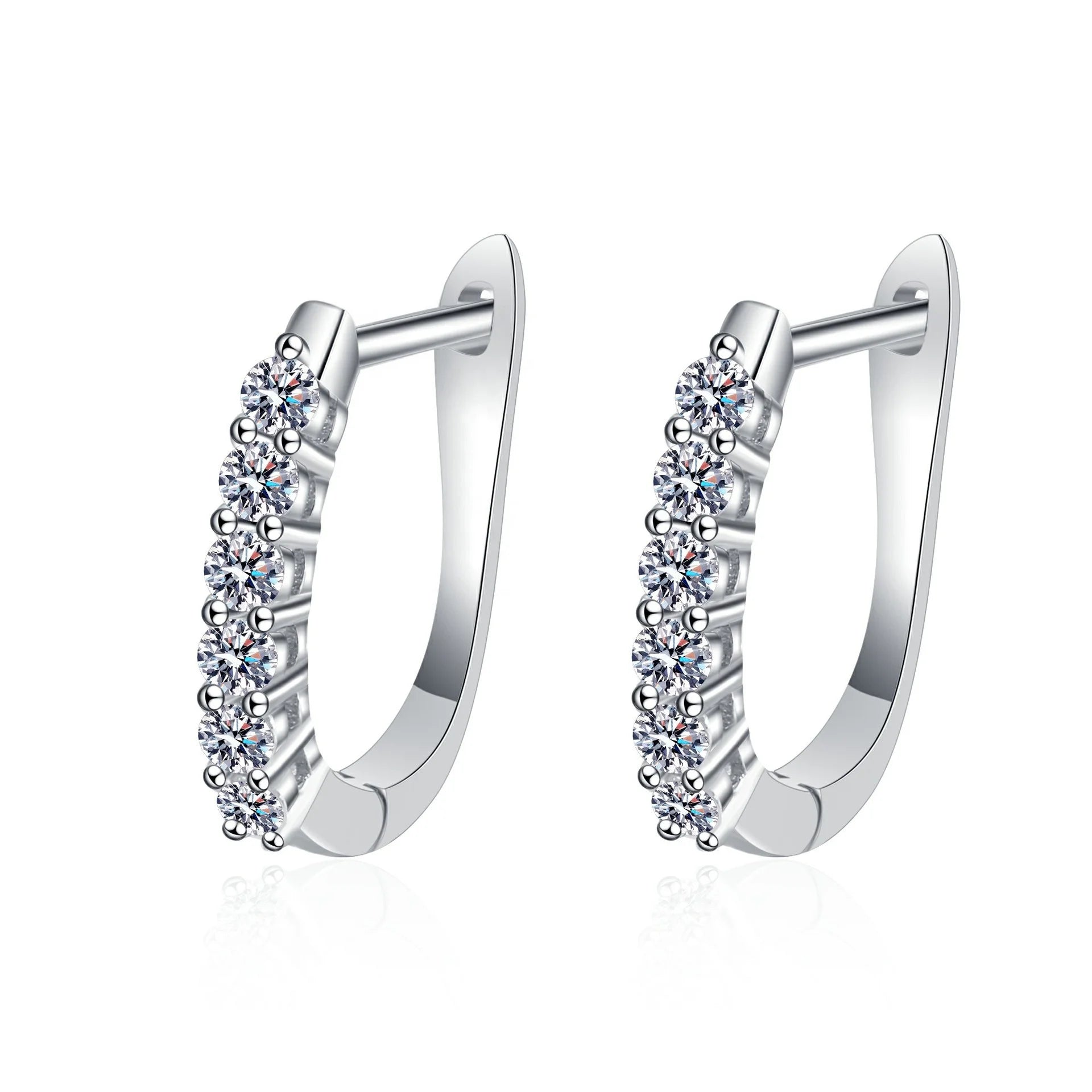 Minimalist U Shape Moissanite Earrings Moissanite 925 Sterling Silver Jewelry Huggies Earings Jewelry Women