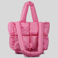 HONOUR ME Wholesale Light Weight SMALL SIZE Nylon Winter Ladies Puffer Hand Bags Women Quilted Puffer Luxury Plain Tote Bag