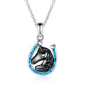 Wholesale 925 Sterling Silver Custom Plated Opal U-Shaped Horse Pendant Necklace for Women