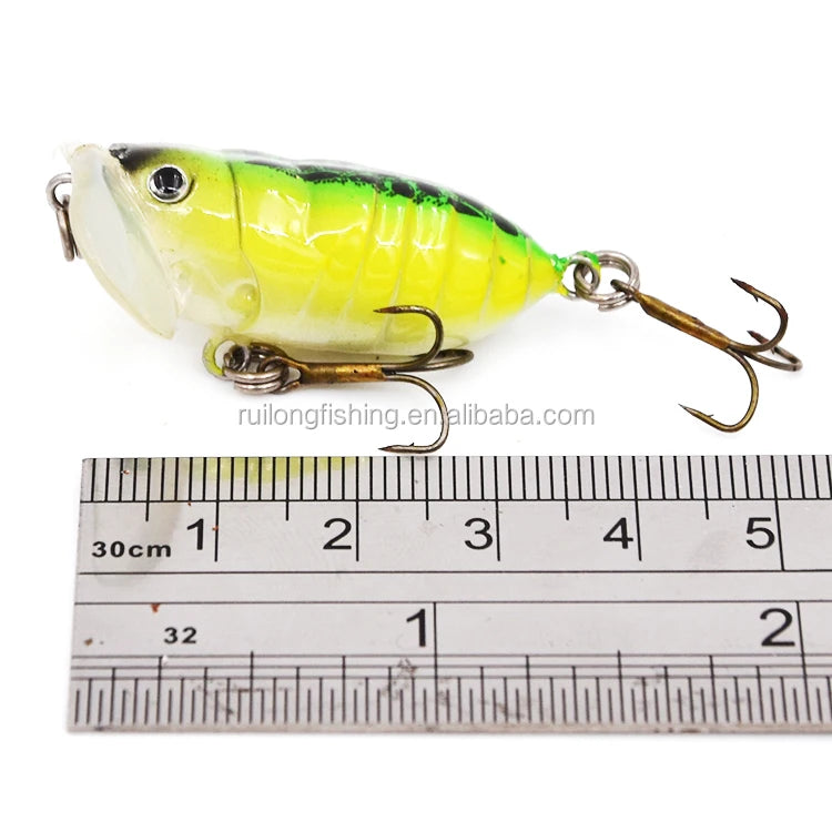 4Cm Buggi Popper Plastic Hard Bait Topwater Floating Artificial Lure Fishing Tackle for Freshwater Saltwater Bass Fishing