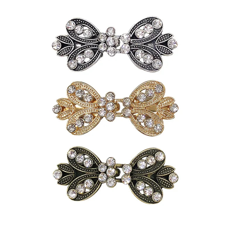 Fashion Rhinestone Sweater Swirl Clip Cloak Cape Clasp Vintage Cardigan Clips Shawl Collar Clasp Dress Shirt Brooch Clip