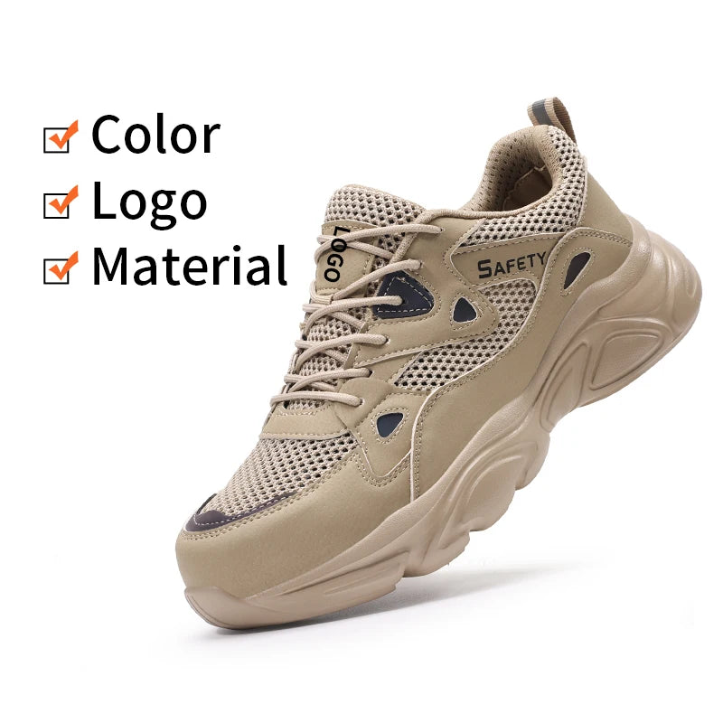 For GUYISA Anti-Smash Steel Toe Safety Shoes Lightweight Rubber Plastic Outsole Microfiber Sports for Summer Winter for Factorie