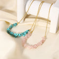 18k Real Gold Plated Turquoise Pendant Stacked Clavicle Chain Necklace for Women Wedding Jewelry Gifts Accessories