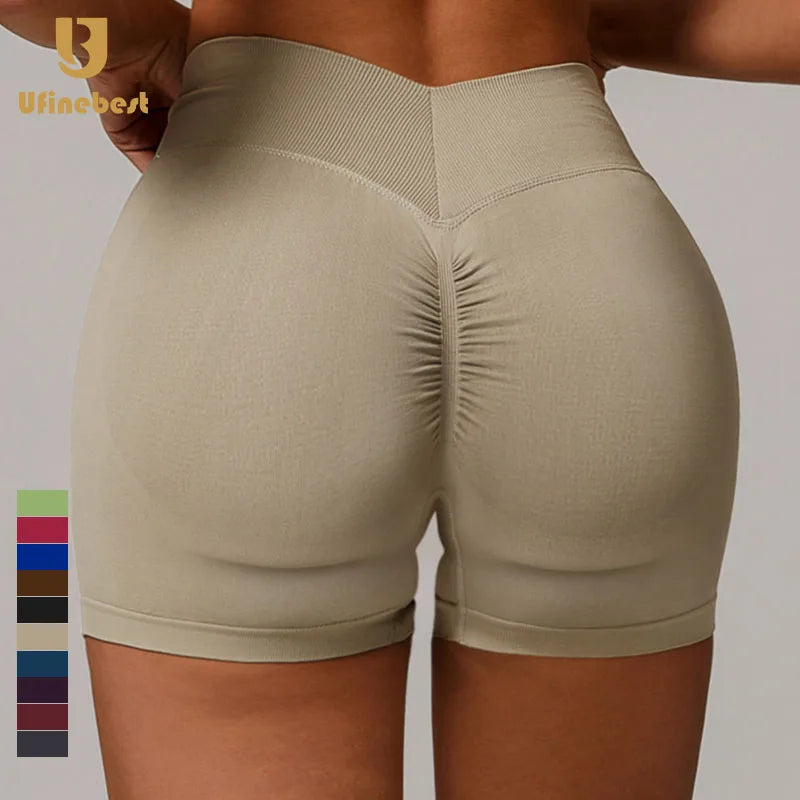 Heather Color Fitness Workout Yoga Gym Booty Seamless Scrunch Butt Lifting Sport Compression Women Biker Shorts