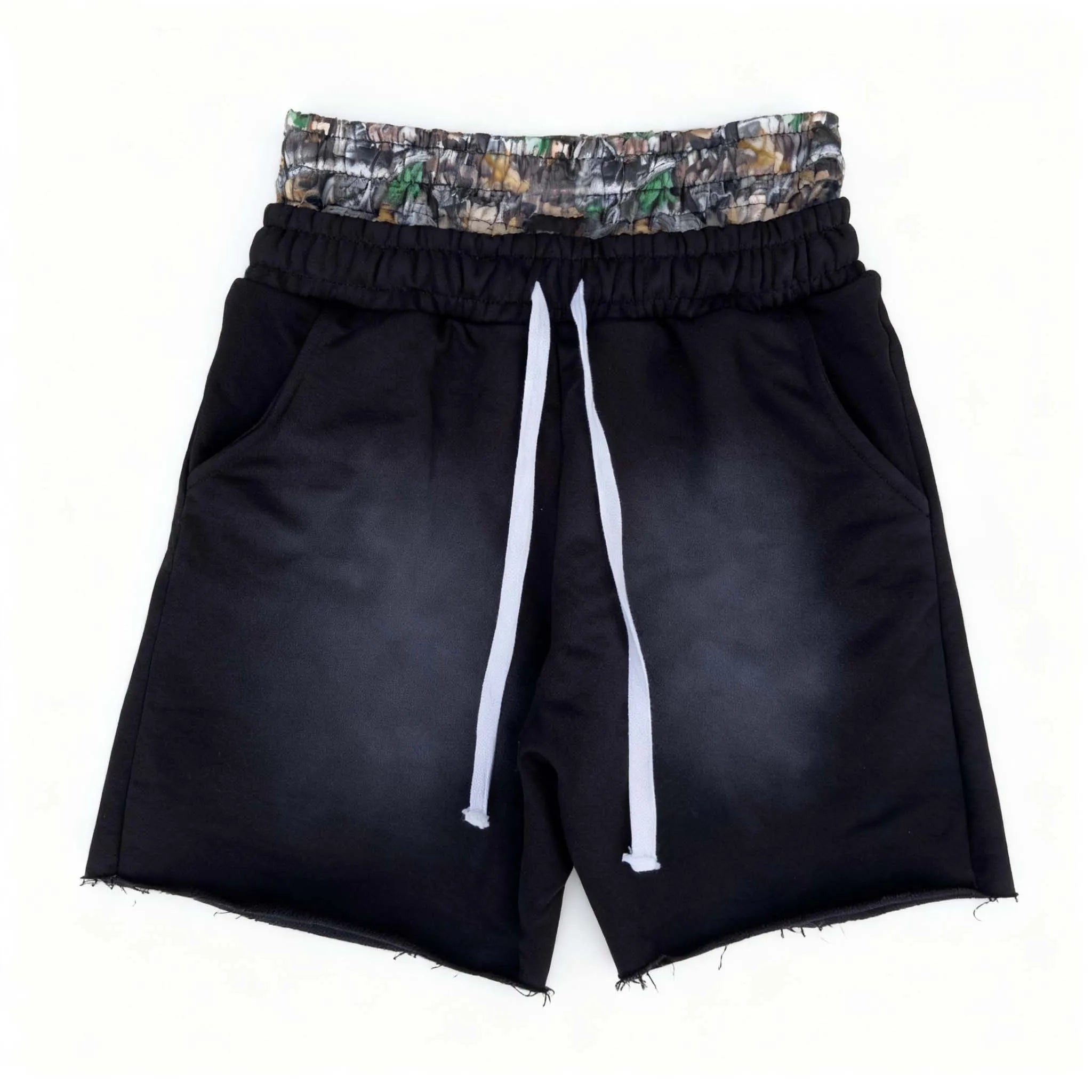 Custom Camo Real Tree Print Double Layered Football Cotton Men'S Shorts Manufacturer Acid Wash Camouflage Biker Men Boxer Shorts