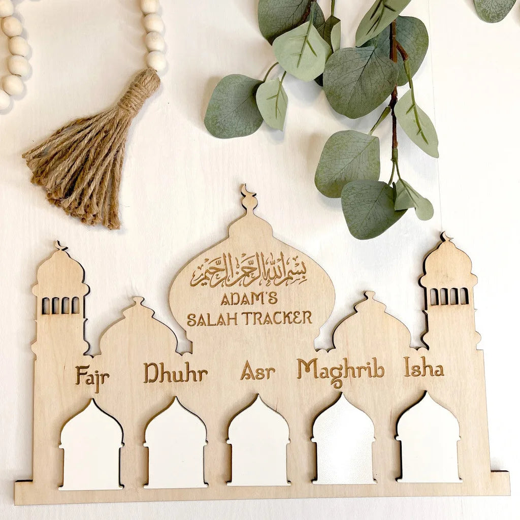 Wholesale Wooden Calendar Countdown Message Board for Eid Mubarak Featuring Creative Castle Design for Crafts Dropshipping