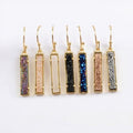 Real Gold Plated Natural Agate Druzy Earring Wholesale Long Druzy Dangle Druzy Hoop Earring