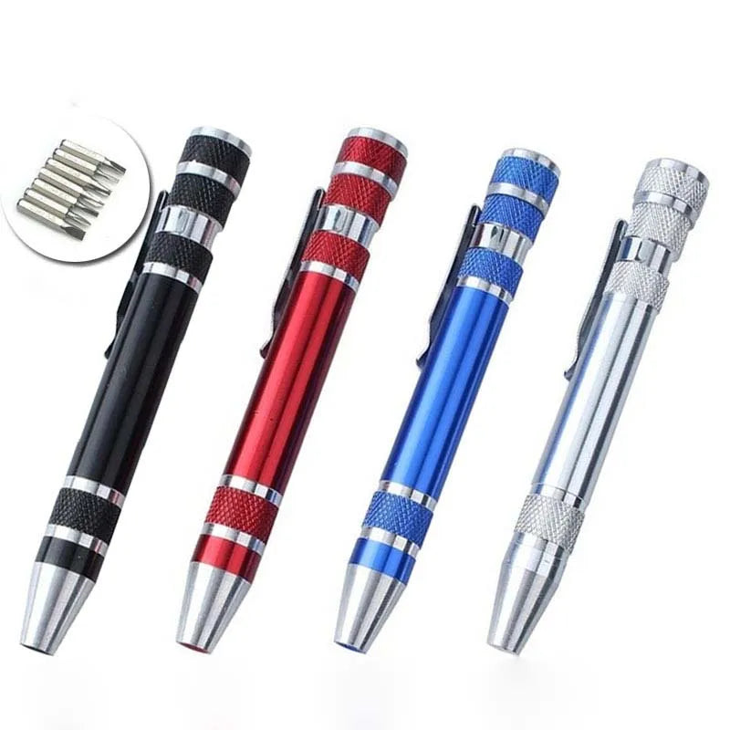 Multifunctional 8-in-1 Screwdriver Aluminium Combination Removal Pen Repair Screwdriver Home Removal Pen Tool