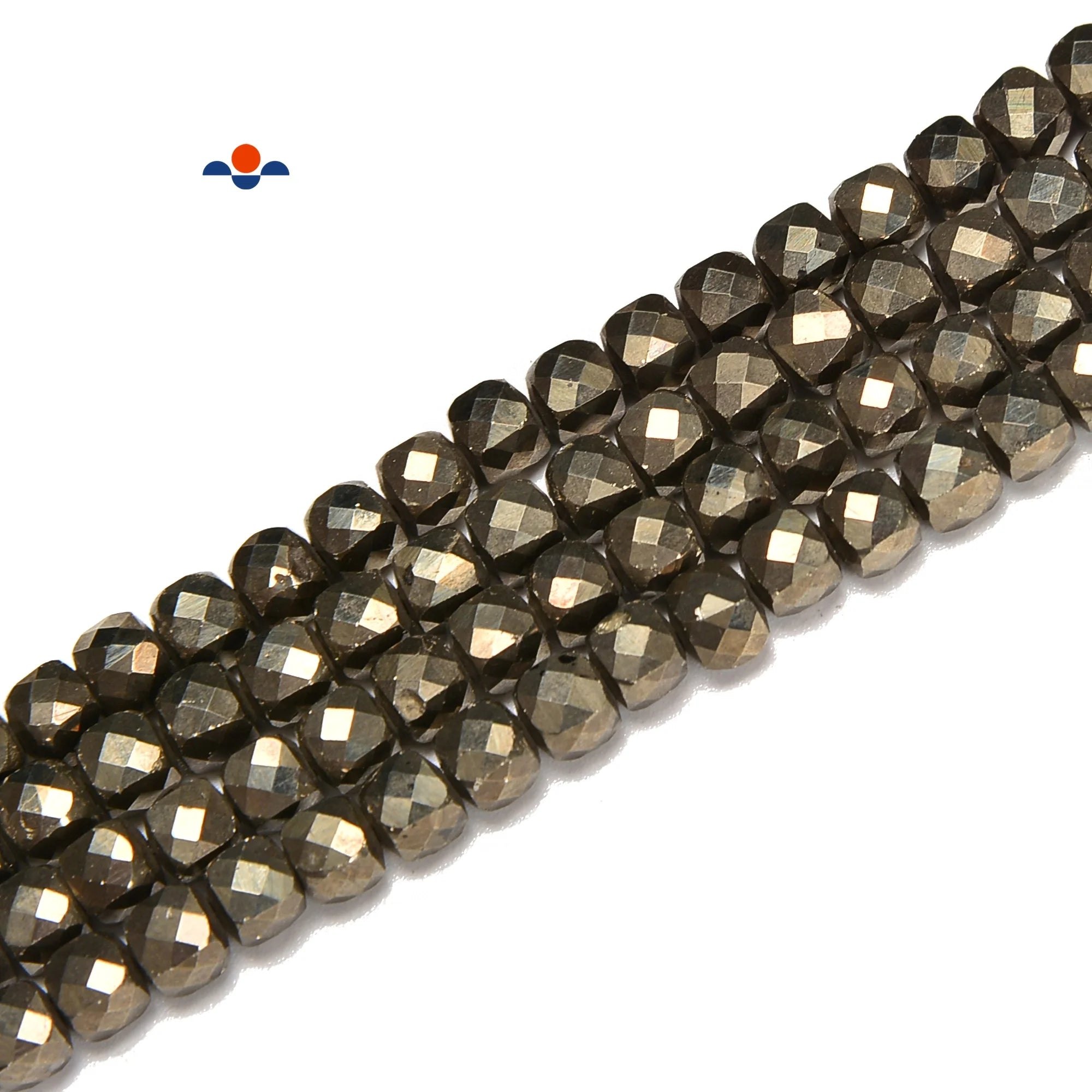 Golden Pyrite Faceted Cube Gold Stone Jewelry Beads for Jewellery Making 4mm